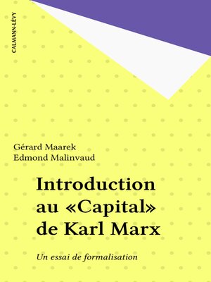 cover image of Introduction au «Capital» de Karl Marx